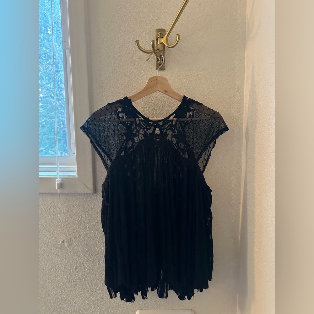 Free People Black Lace Blouse